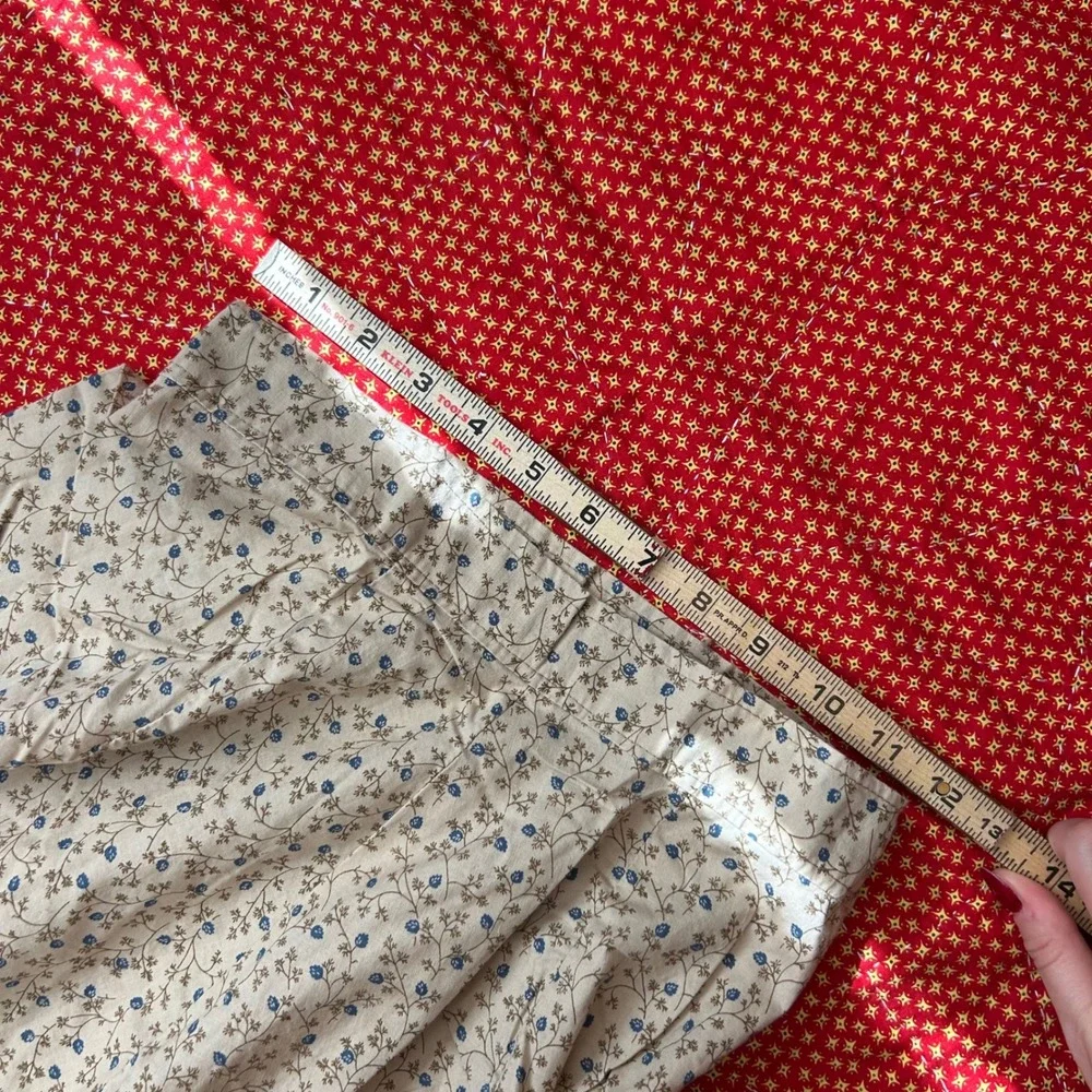 Vintage 70s Floral Midi Skirt Cream Blue Twee Coquette A-Line High Waist